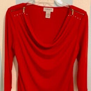 Carmen Marc Valvo Top, Red with Gold trim, Size S